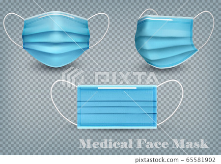 Collection of a blue medical face masks isolated - Stock Illustration ...
