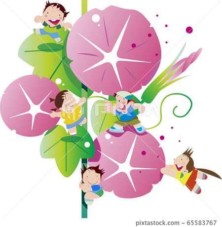 Morning glory and children on summer vacation 65583767