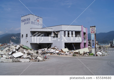 東日本大地震大船渡市 陸前高田市後5個月 照片素材 圖片 圖庫
