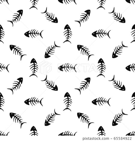 Fish bones Seamless pattern. Fish skeleton... - Stock Illustration ...