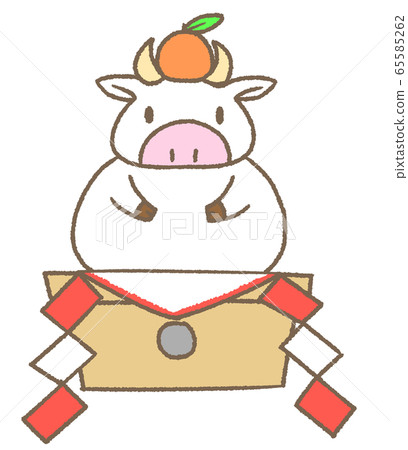 Ushi no Kagami Mochi (white A) - Stock Illustration [65585262] - PIXTA