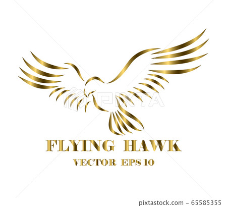 Golden Line Art Vector Logo Of Hawk That Is Stock Illustration