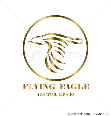 Golden line art vector logo of eagle that is... - Stock Illustration ...