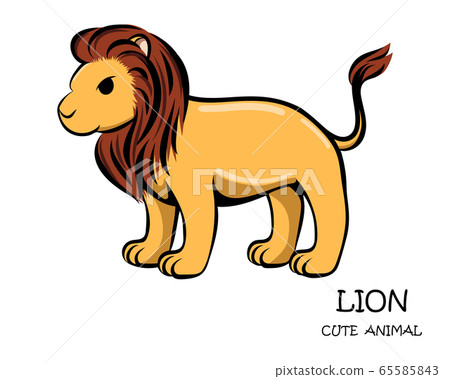 Vector illustration cartoon on a white background of a cute lion.  65585843