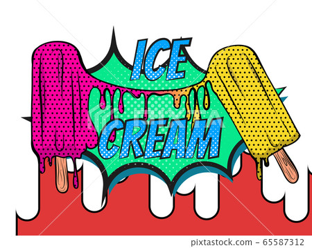 Ice pops melting poster in pop art style Ice pops melting poster in pop art style 65587312
