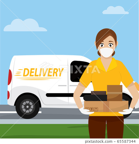 Delivery woman with a package Delivery woman with a package 65587344