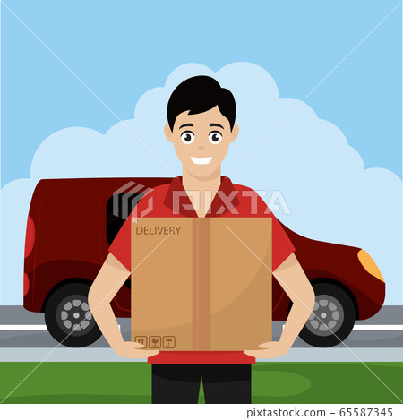 Delivery man with a package Delivery man with a package 65587345