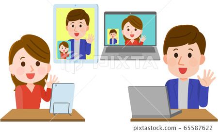 Online marriage hunting screen man and woman illustration Online marriage hunting screen man and woman illustration 65587622