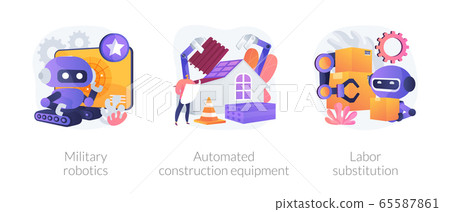 Artificial intelligence in industry abstract concept vector illustrations. Artificial intelligence in industry abstract concept vector illustrations. 65587861