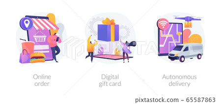 No-contact order and delivery abstract concept vector illustrations. No-contact order and delivery abstract concept vector illustrations. 65587863