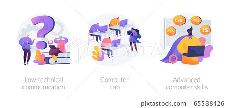 Computer skills requirement abstract concept vector illustrations. Computer skills requirement abstract concept vector illustrations. 65588426