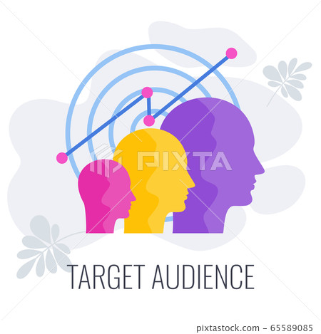 Target audience. Advertising and marketing strategies. Flat vector illustration. 65589085