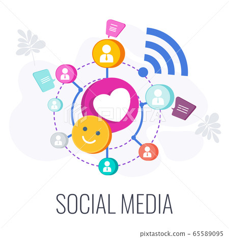 Social Media Infographics Pictogram. Global association of people of interest. 65589095