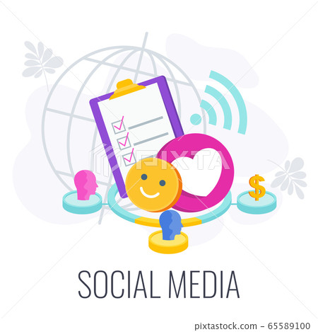 Social Media Infographics Pictogram. Flat vector illustration. 65589100