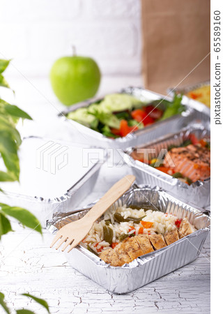 Food delivery concept. Lunch in container 65589160