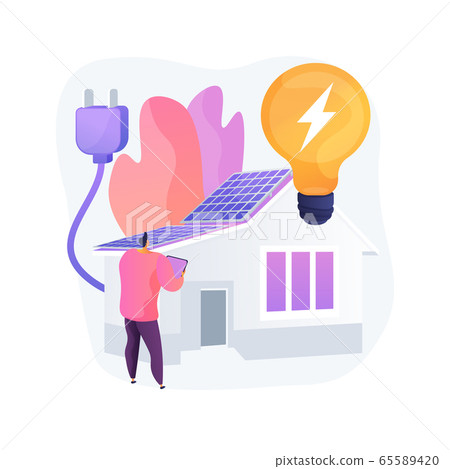 Energy-plus house abstract concept vector illustration. 65589420