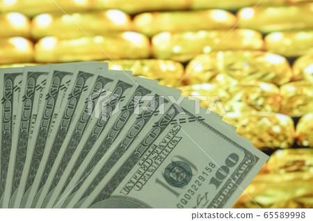 Dollar bank with gold on the background Dollar bank with gold on the background 65589998
