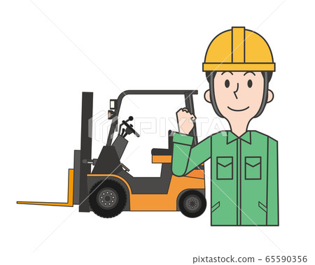 叉車工人工人男性工廠頭盔工作服 65590356