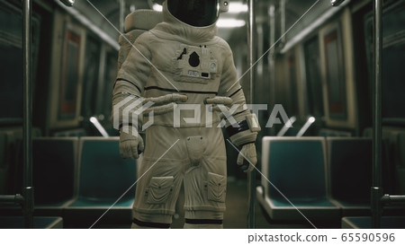 Astronaut Inside of the old non-modernized subway 65590596