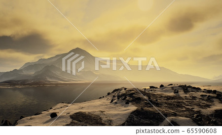 Mountains covered with ice in Antarctic landscape Mountains covered with ice in Antarctic landscape 65590608