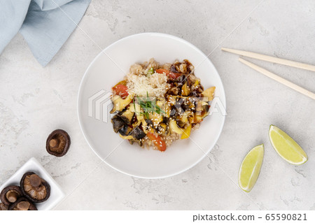 Rice with seafood, parmesan and fresh tomatoes. Rice with seafood, parmesan and fresh tomatoes. 65590821