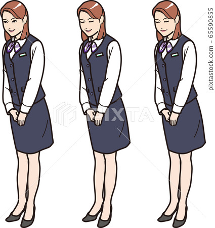辦公室女士制服鞠躬（全身） 65590855
