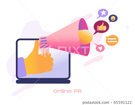 Cartoon icon with online PR marketing business...-插圖素材 [65591122] - PIXTA圖庫
