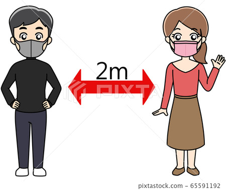 男女保持社交距離 男女保持社交距離 65591192