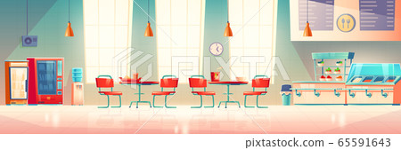 School cafe, university canteen, empty dining room 65591643