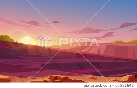 Open cast mining quarry at sunset 65591648