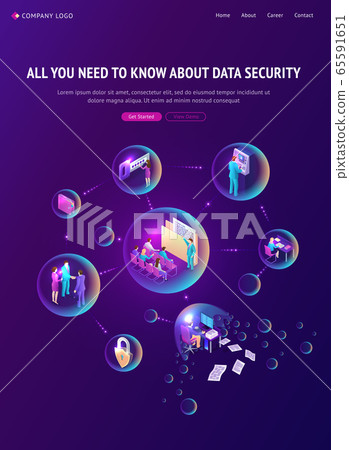 Cyber data security isometric landing page, banner Cyber data security isometric landing page, banner 65591651