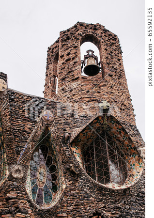 Bell tower of church of Colonia Guell Gaudi Crypt at La Colonia Guell in Barcelona Bell tower of church of Colonia Guell Gaudi Crypt at La Colonia Guell in Barcelona 65592135