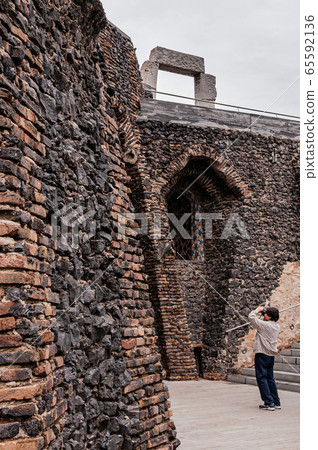 Vintage church of Colonia Guell Gaudi Crypt in at La Colonia Guell in Barcelona 65592136