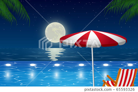 view of outdoor swimming pool on the beach in night view of outdoor swimming pool on the beach in night 65593326