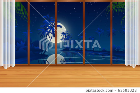 interior of bungalow at the beach in the night 65593328
