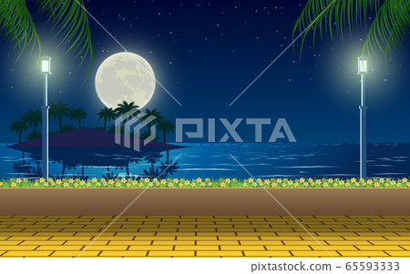 landscape of flower garden on the beach in the night landscape of flower garden on the beach in the night 65593333