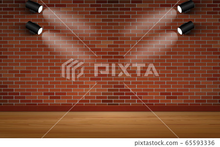 spotlight on the brick wall in the room spotlight on the brick wall in the room 65593336
