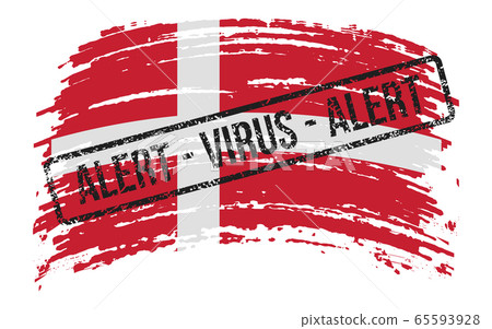 Denmark torn flag with stamp with the words alert virus, vector Denmark torn flag with stamp with the words alert virus, vector 65593928