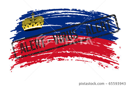 Liechtenstein torn flag with stamp with the words alert virus, vector Liechtenstein torn flag with stamp with the words alert virus, vector 65593943