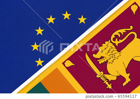 European Union or EU and Sri Lanka national flag European Union or EU and Sri Lanka national flag 65594117