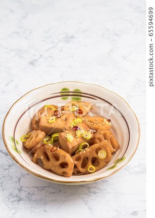 Deep-fried tofu and lotus root teriyaki 65594699
