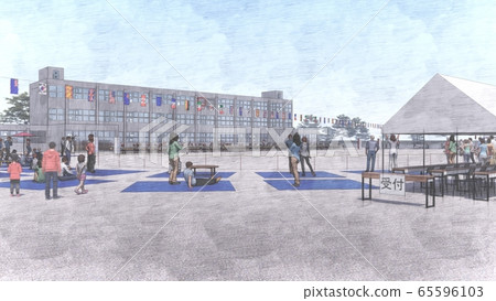 學校運動會，普通觀眾，建築，插圖32 65596103