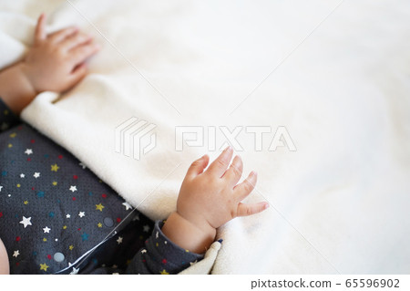 第五個月的寶寶的手和毯子 第五個月的寶寶的手和毯子 65596902
