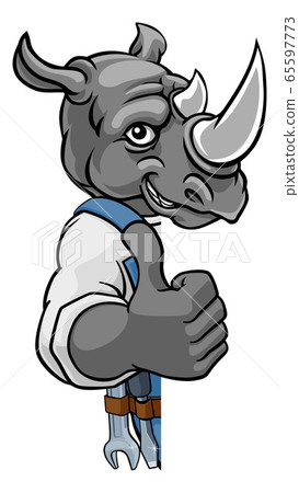 Rhino Plumber Mechanic Handyman Peeking Sign Rhino Plumber Mechanic Handyman Peeking Sign 65597773