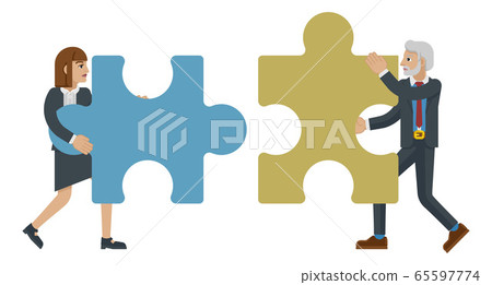 Puzzle Piece Jigsaw Characters Business Concept Puzzle Piece Jigsaw Characters Business Concept 65597774
