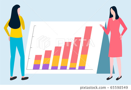 Business Report, Rising Graph, Broker Women Vector 65598549