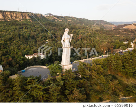 Aerial view to Monument Mother of Georgia, Tbilisi 65599016