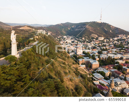Aerial view to Monument Mother of Georgia, Tbilisi Aerial view to Monument Mother of Georgia, Tbilisi 65599018