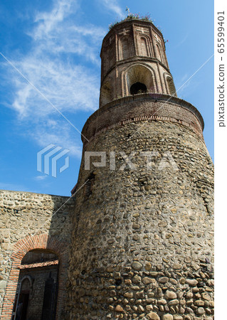 View to center Sighnaghi town and St George 65599401