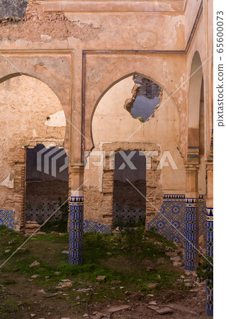 Column with tiles in a yard, Dar Caid Hadji Column with tiles in a yard, Dar Caid Hadji 65600073